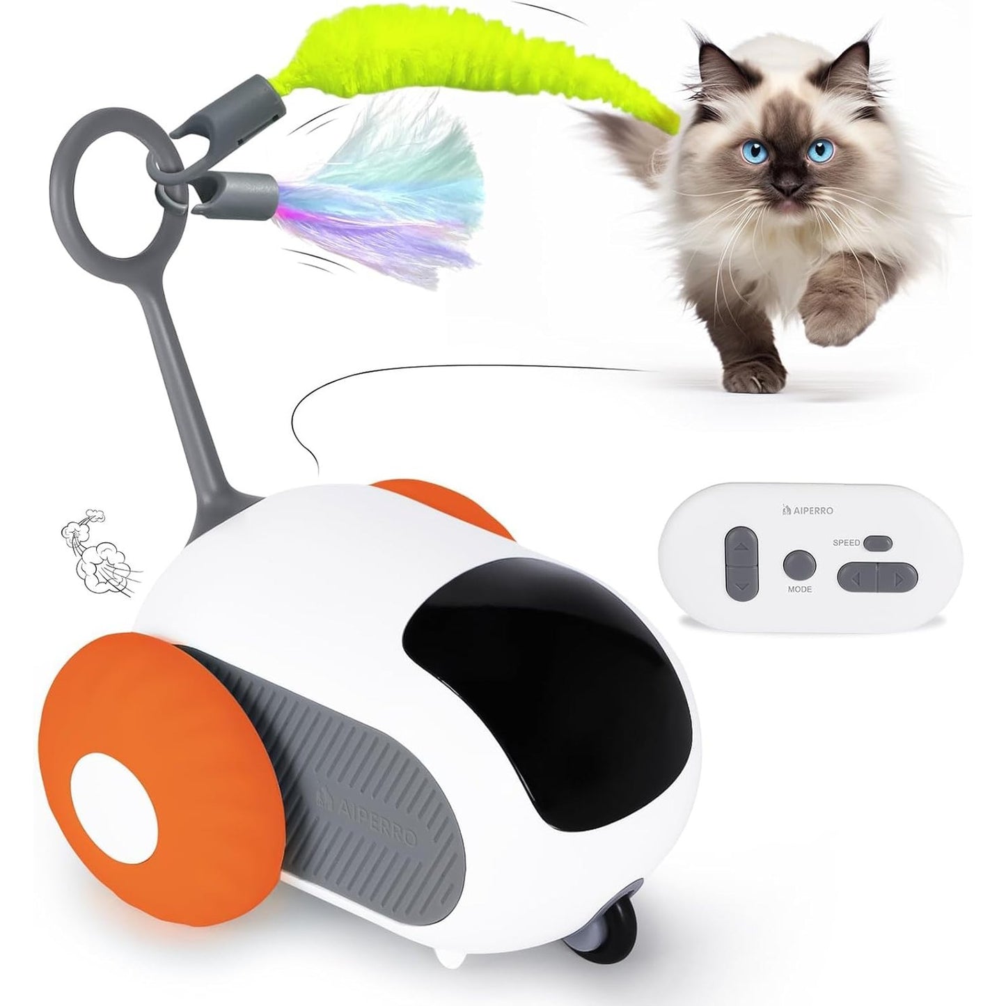 181260 - PIPIHOME Turbo Tail 2.0 - Lodër Interaktive për Mace me Maus Elektrik dhe Telekomandë, Materiali: Plastikë dhe Pambuk (A)