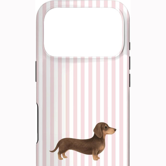 273775 - Doxie Mbrojtëse për iPhone 17 Pro, ngjyrë kafe çokollate, për qenin Dachshund