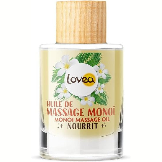 304000 - LOVEA Vaj Masazhi Shumëfunksional për Trupin - 50 ml - Monoi - Ushqen - Të gjitha llojet e lëkurës - 97% Origjina Natyrale - Pa ngjyrues - Vegan - Prodhuar në Francë