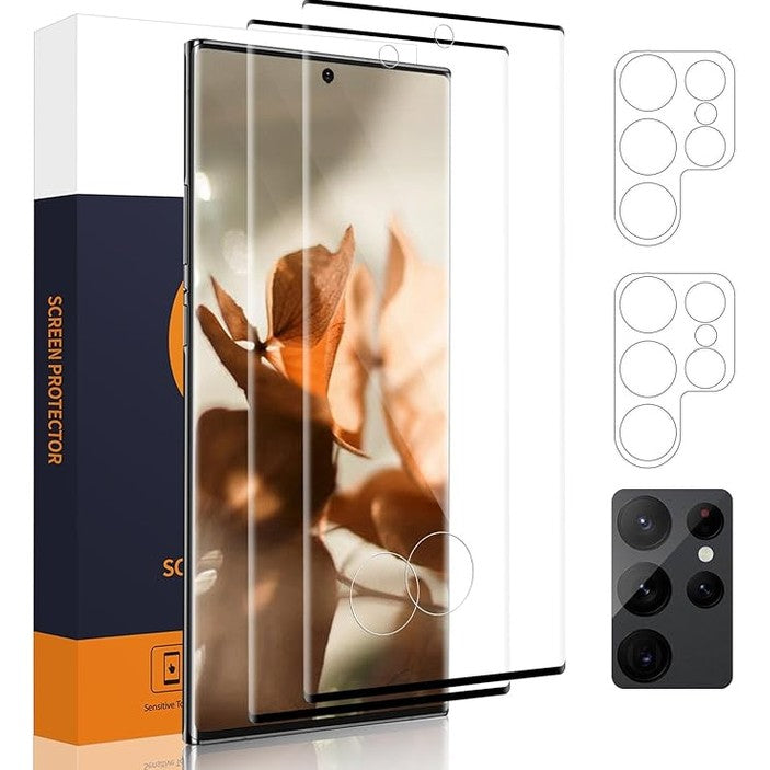 267305 - Carantee Mbrojtës Ekrani 2+2 copë Xham të Temperuar për Samsung Galaxy S22 Ultra 5G, Mbrojtje Kamerës