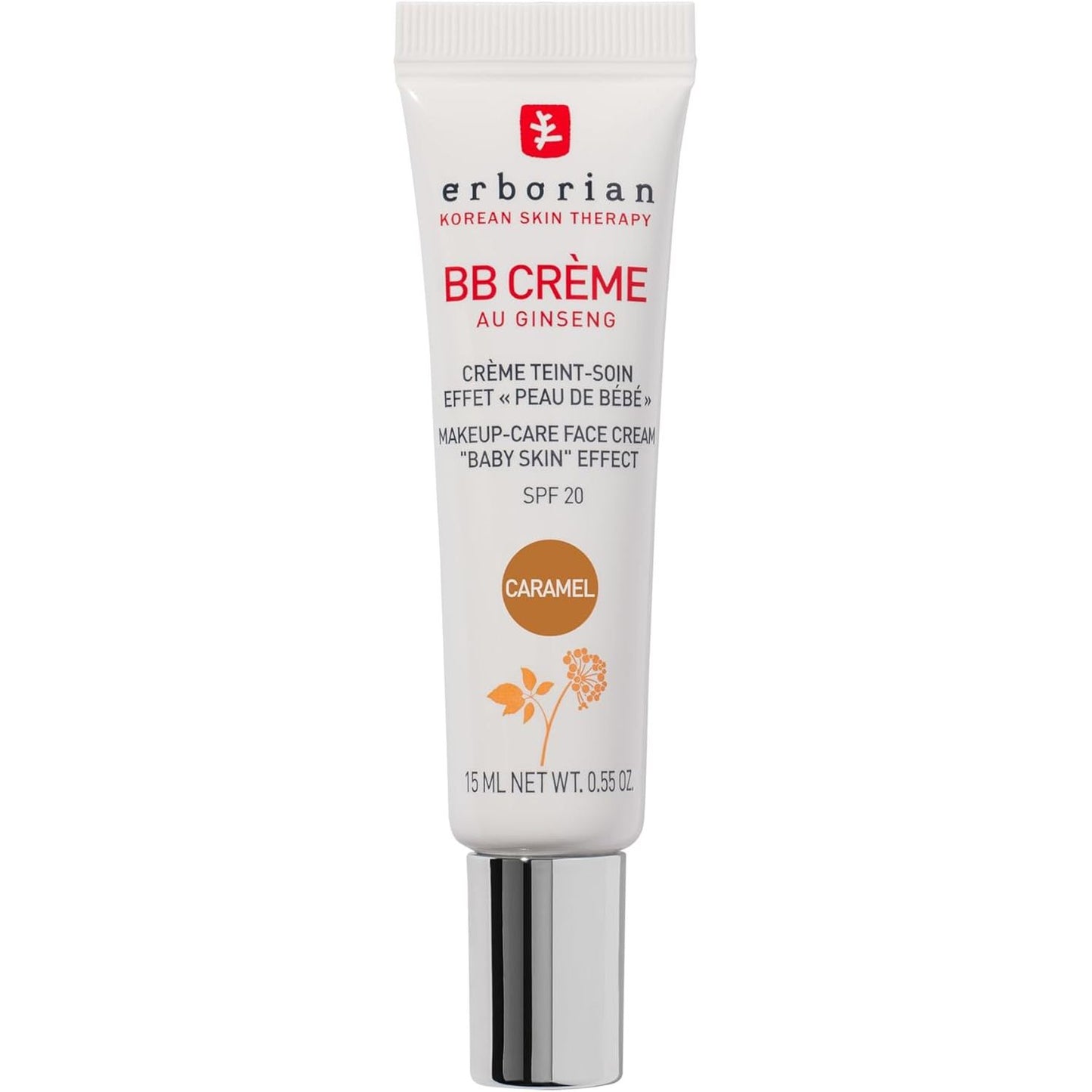215000 - ERBORIAN Krem BB me Xhensen, Krem me Ngjyrë, Kujdes Korean për Fytyrën 5-në-1 me SPF 20, Karamel, 15 ml