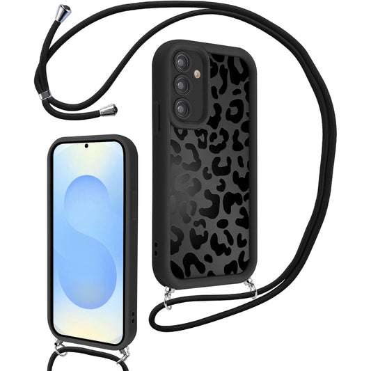 190147 - XYLOTA Mbrojtëse Silikoni për Samsung Galaxy S25 5G, me Dizajn Estetik dhe Varëse Çelësash me Kordon Zinxhiri Leopard, E përshtatshme për Vajza