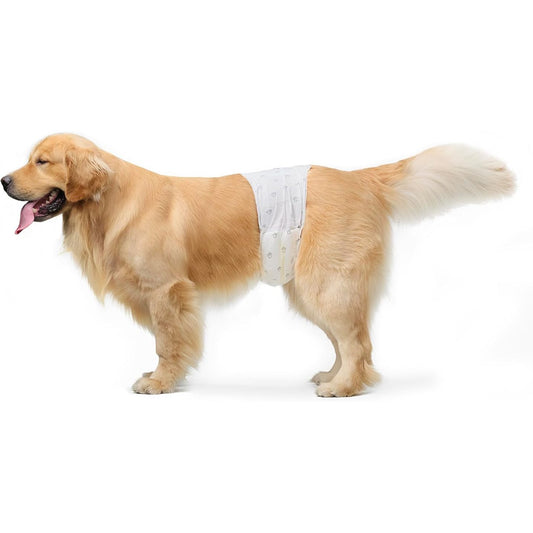 209182 - AMAZON BASICS - Pelena të Disponueshme për Qen Meshkuj, Madhësia L, Ngjyra e Bardhë, 30 Copë