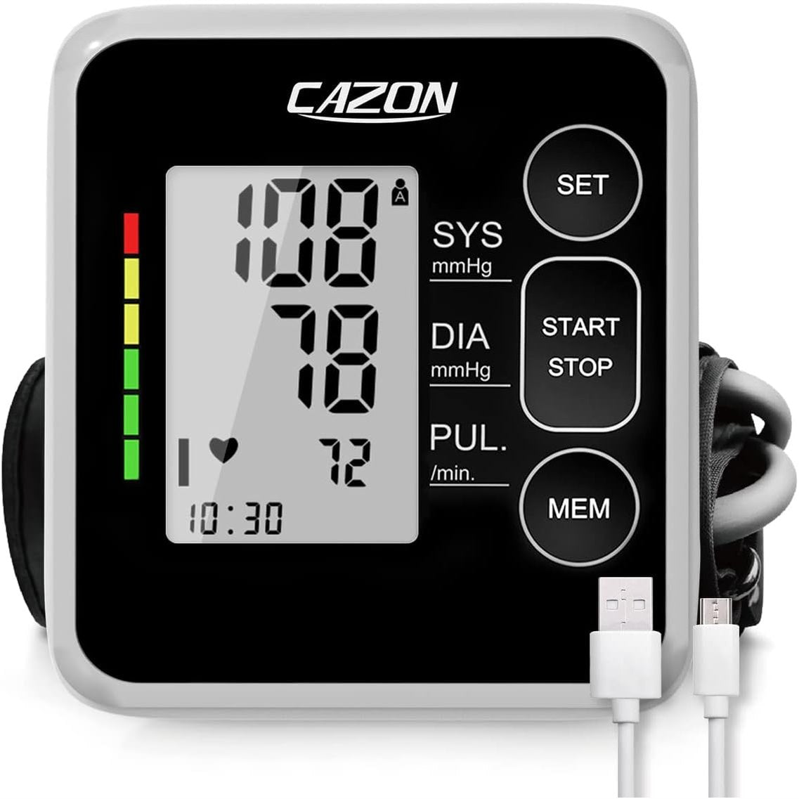 317061 - CAZON Monitorues i tensionit të gjakut për krahun, Detektor elektronik i rrahjeve të zemrës, Pranga 22-40 cm, 2 x 120 memorie