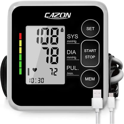 317061 - CAZON Monitorues i tensionit të gjakut për krahun, Detektor elektronik i rrahjeve të zemrës, Pranga 22-40 cm, 2 x 120 memorie
