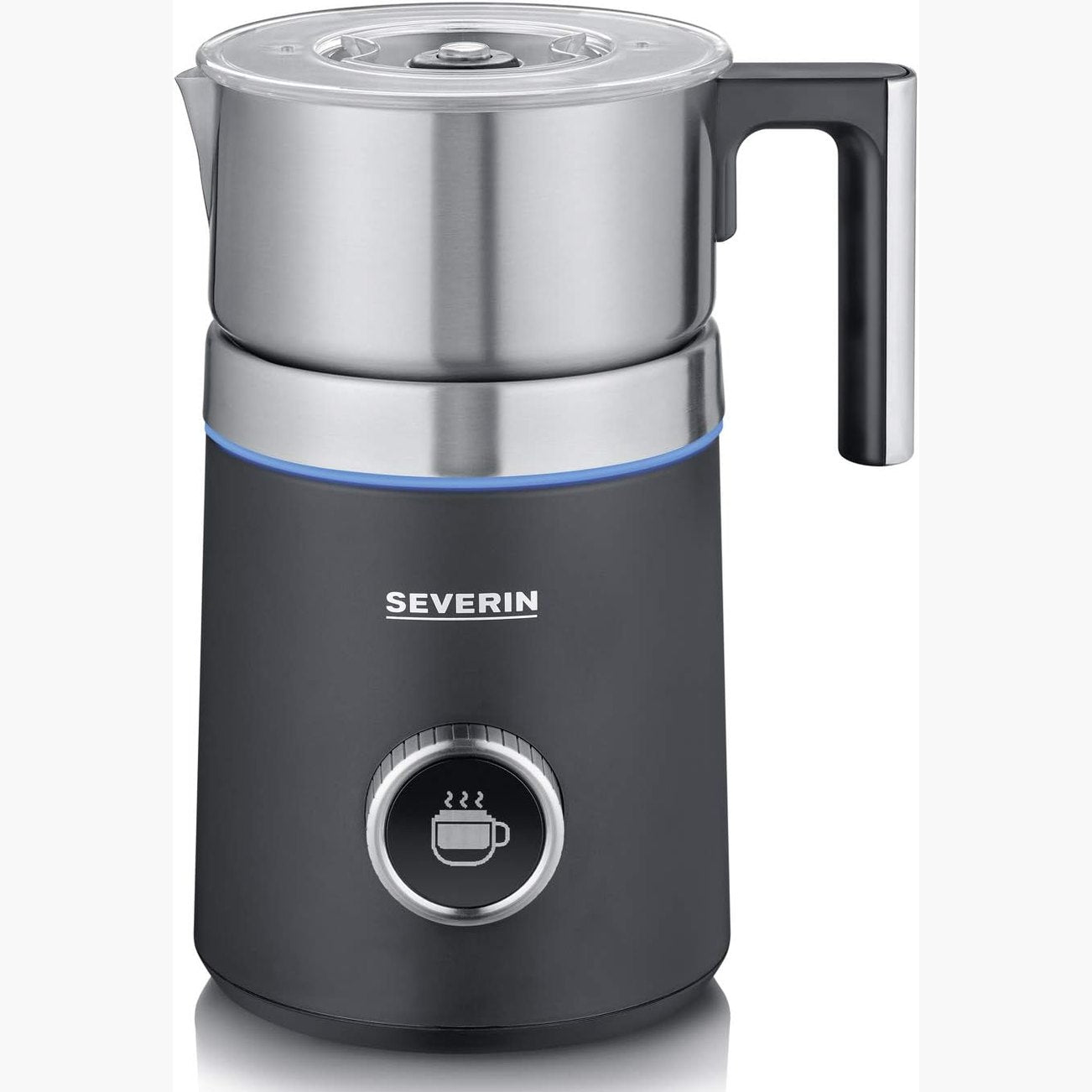 292144 - SEVERIN Shkumëzues Qumështi SPUMA 700 Plus, Induksion, 13 Programe, Ekran OLED, Unazë Drite LED, Pastrim i Lehtë, Grykë Barista, Çelik Inoks i Lëmuar, i Zi, SM 3587