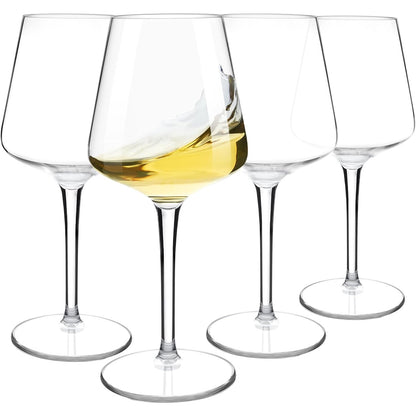 96603 - HAHASHOW Gotë Plastike për Verë të Bardhë Tritan, Set prej 4 Gotash për Verë të Kuqe, Kapacitet 445 ml, e Përshtatshme për Lavastovilje, për Festa në Kamping