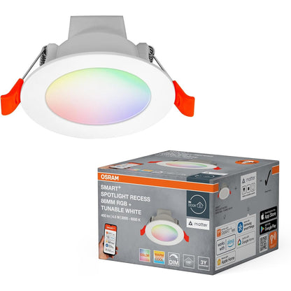 252238 - OSRAM SMART+ MATTER RECESS LED DRITË E BARDHË, 86 MM, 4.5 W, 300 LM, RGB+TW 3000-6500K, WIFI, ALEXA, 110°, E FUTUR