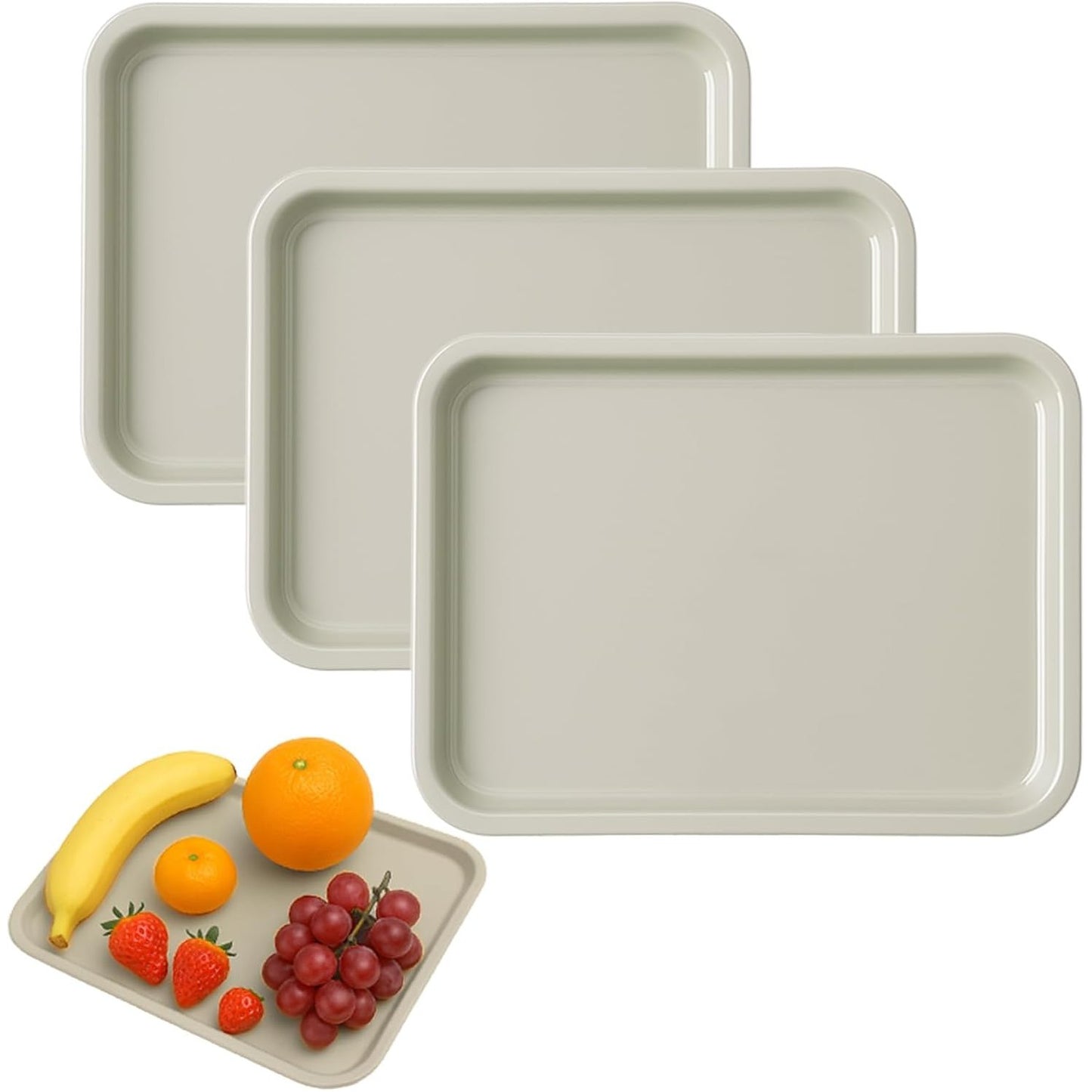 230166 - Zephyra Set me 3 Tabaka Servimi Plastike, 24.8 x 17.8 cm, Kaki