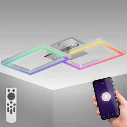255089 - BKLicht Llambë tavani LED, e rregullueshme nga e bardha e ngrohtë në të bardhë të ftohtë, RGB, 50x38x9.1 cm, krom-alumin