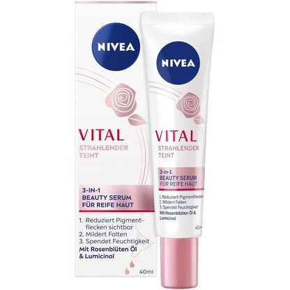 301102 - NIVEA Serum bukurie 3-në-1 për lëkurë të pjekur, 40 ml, serum hidratues intensiv për zvogëlimin e pigmentimit dhe njollave të moshës
