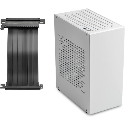 299113 - JOYJOM Kuti Alumini Mini-ITX me Ngritës PCI, Kuti për Mini PC, Faktor i Vogël SFF, Kuti për Lojëra Kompjuterike TX me Mbështetje GPU, e Bardhë