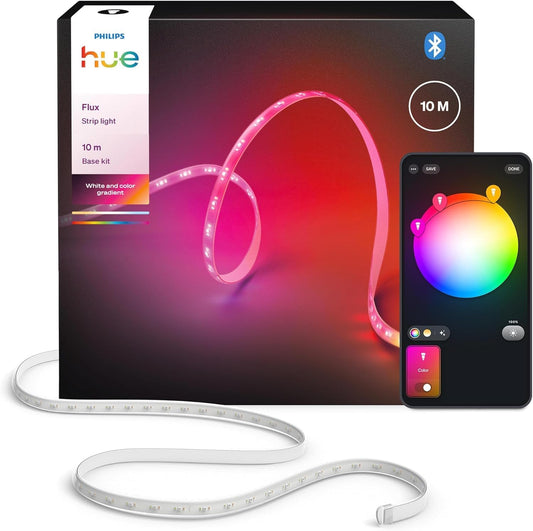245015 - PHILIPS Hue UltraBright Flux - Shirit LED 10 metra, 2000lm, Ngjyra Ambienti dhe të Gjalla, Teknologji Chromasync, fleksibël për Brendshme, i Prerë dhe i Ripërdorshëm, Kontroll me Zë dhe Aplikacion