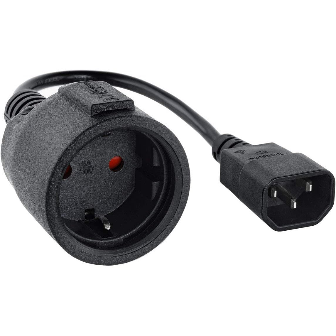 277258 - NANOCABLE 10.22.0901 – Kabllo Adaptori Energjie për UPS, C14 mashkull në CEE7 femër, 25 cm, i Zi