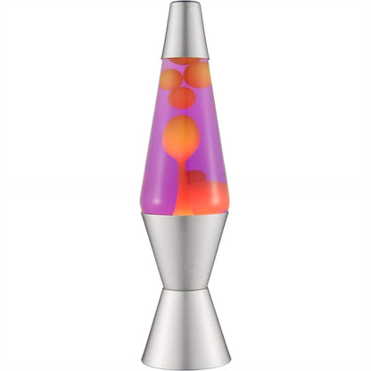 132809 - LAVA® - Llambë Origjinale Lëvizëse 2125, Dyllë e Verdhe, Lëng Vjollcë, Bazë dhe Kapak me Argjendi, Madhësi 14.5 inç