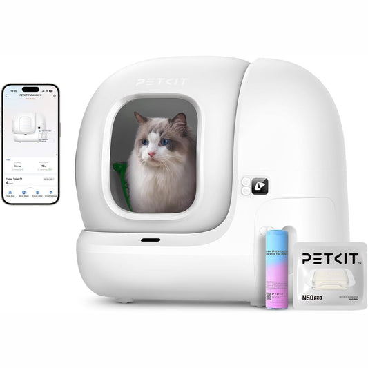 245006 - PETKIT Pura Max 2 Kuti vetëpastruese për mbeturina për mace, Tabaka vetëpastruese e përmirësuar, e papërshkueshme nga rrjedhjet/mbylljet/xSecure/kontroll me APP/për shumë mace (pa deodorant me sprej ose jastëk)