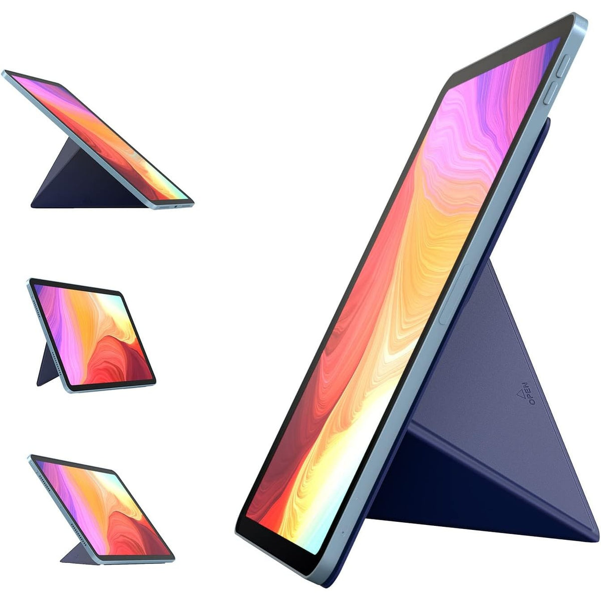 296388 - MBËSHTETËSE TABLETI PORTATIVE NOVOO, MBAJTËSE TABLETI E RREGULLUESHME DHE E PALOSSHME, E PËRPUTHSHME ME IPAD PRO 10" DHE MË TË RINJ, 10.2"/11"/12.9", MATEPAD 10.1"/11", MBËSHTETËSE TABLETI GALAXY TAB DHE SURFACE GO - BLU