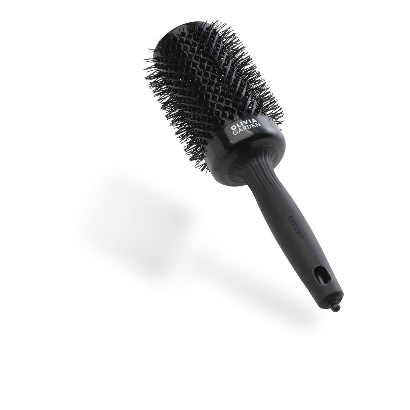 316881 - OLIVIA GARDEN Furçë Expert Blowout Shine, E zezë, 55 mm, Furçë qeramike e rrumbullakët antistatike për floke me shkëlqim