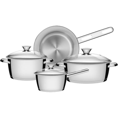 170056 - TRAMONTINA - Set Enësh Gatimi Allegra me 4 Copë, Çelik Inox me Sipërfaqe të Lëmuar dhe Kapakë Trefishtë