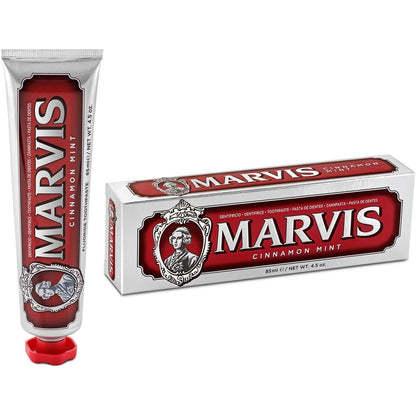 303879 - PASTË DHËMBËSH MARVIS, me mente dhe kanellë, 85ml, Ndihmon në heqjen e pllakës dhe promovon shëndetin e mishrave të dhëmbëve, Freski që zgjat