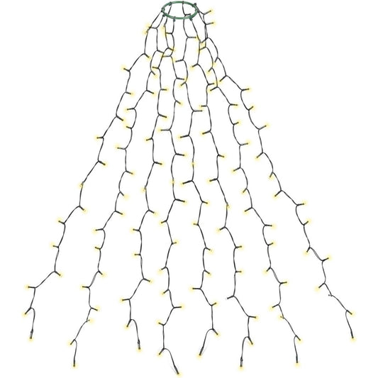 214524 - SALCAR Dritat e pemës së Krishtlindjeve 2m me unazë dhe 8 kurora, 280 drita LED për pemët 150cm, 180cm, 210cm, 240cm - E bardhë e ngrohtë