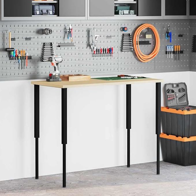 181661 - Korniza Tavoline vidaXL, Set 2 Copë, Metal i Zi i Veshur me Pluhur, Lartësi e Rregullueshme 55 x (110–120) cm – Stil Industrial, për Tavolina Punë, Dreke ose Kafeje