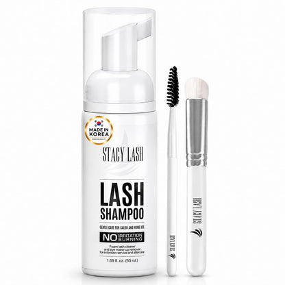 317312 - STACY LASH Shampo për Zgjatje të Qerpikëve + Furçë - 50 ml, Pastrues me Shkumë për Qepalla