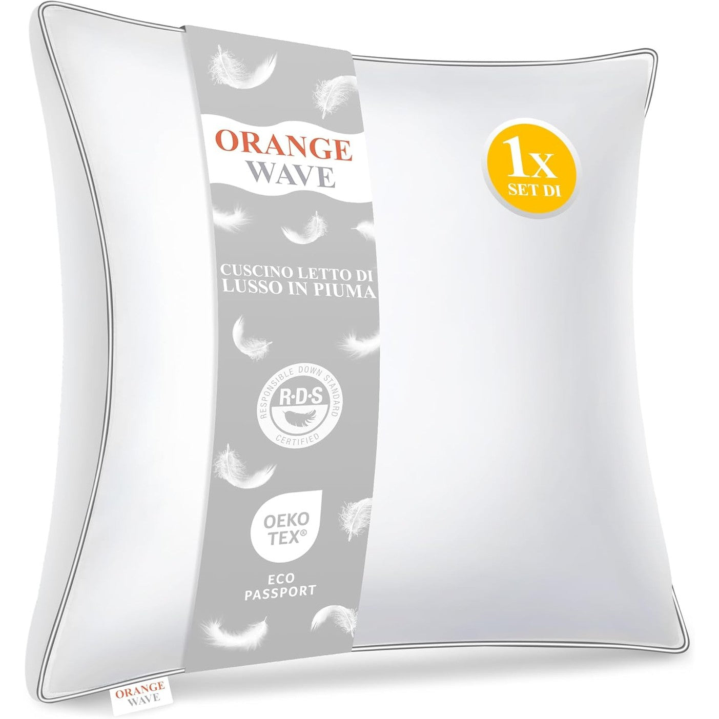 175321 - JASTËK ME VALË PORTOKALLI Jastëk me 3 Dhoma me Pupla 80x80 cm, Material RDS & Oeko-Tex, Jastëk Shtrati me Kombinim të Dyfishtë të Butësisë dhe Mbështetjes