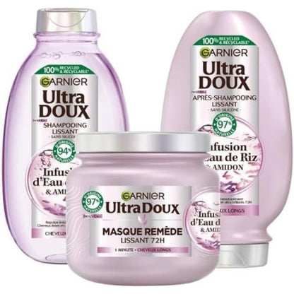 303545 - GARNIER Ultra Doux Smoothing Ritual me ujë orizi për flokë të gjatë