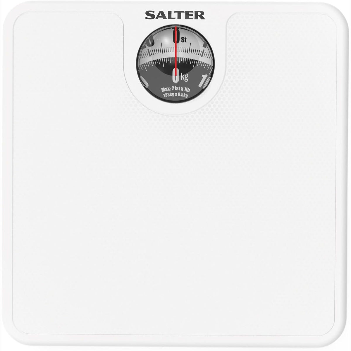 298366 - SALTER - Peshore mekanike banjoje 489JS WHDR, ekran i lehtë për t’u lexuar me lente zmadhuese, mat me saktësi peshën në gurë dhe kilogramë, nuk nevojiten bateri, e bardhë