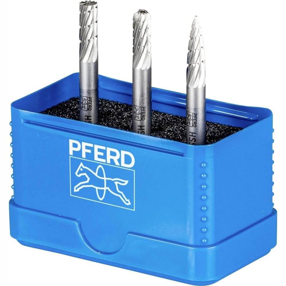 288790 - PFERD TOOLS Set prerësish frezë HSS, 3 pjesë | Madhësia e dhëmbëve 3, Ø 6 mm, Boshti Ø 6 mm | 22900810 – universale për çelik, çelik të derdhur dhe hekur të derdhur