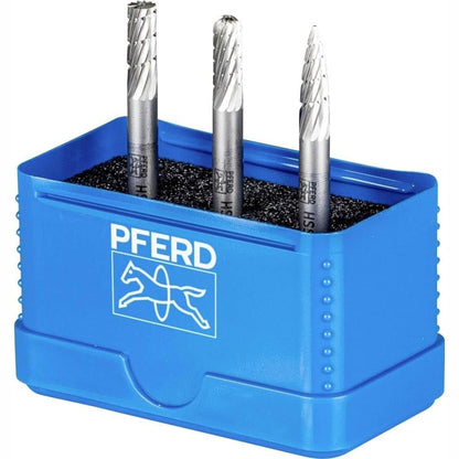 288790 - PFERD TOOLS Set prerësish frezë HSS, 3 pjesë | Madhësia e dhëmbëve 3, Ø 6 mm, Boshti Ø 6 mm | 22900810 – universale për çelik, çelik të derdhur dhe hekur të derdhur