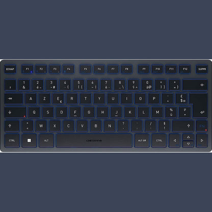 268399 - CHERRY KW 7100 MINI BT, Tastierë kompakte Bluetooth, 3 kanale, dizajn frëng (AZERTY), përfshin çantë mbajtëse, Ngjyra: Blu e errët