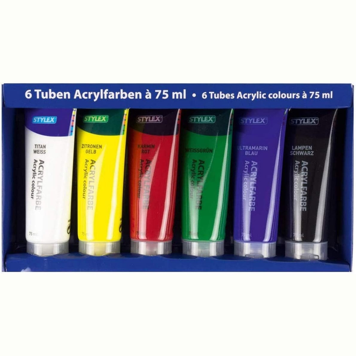 216446 - STYLEX 2051227 - 6 tuba bojë akrilike prej 75 ml