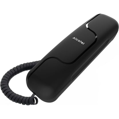 269155 - ALCATEL T06 Telefon fiks me kabllo, Dizajn ultra kompakt, I montueshëm në mur, Buton rinumërimi, Kontroll i volumit të ziles, I zi