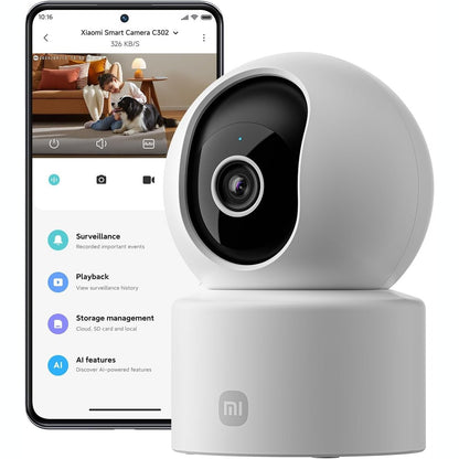 288708 - XIAOMI Kamera Sigurie me WiFi të Brendshme C302 2K 3MP 360°, Zbulim dhe Gjurmim të Njerëzve/Kafshëve Shtëpiake, Barrierë Virtuale, Shikim Natën me Dritë Yjesh, Audio Dy-Kahëshe, Wi-Fi 6