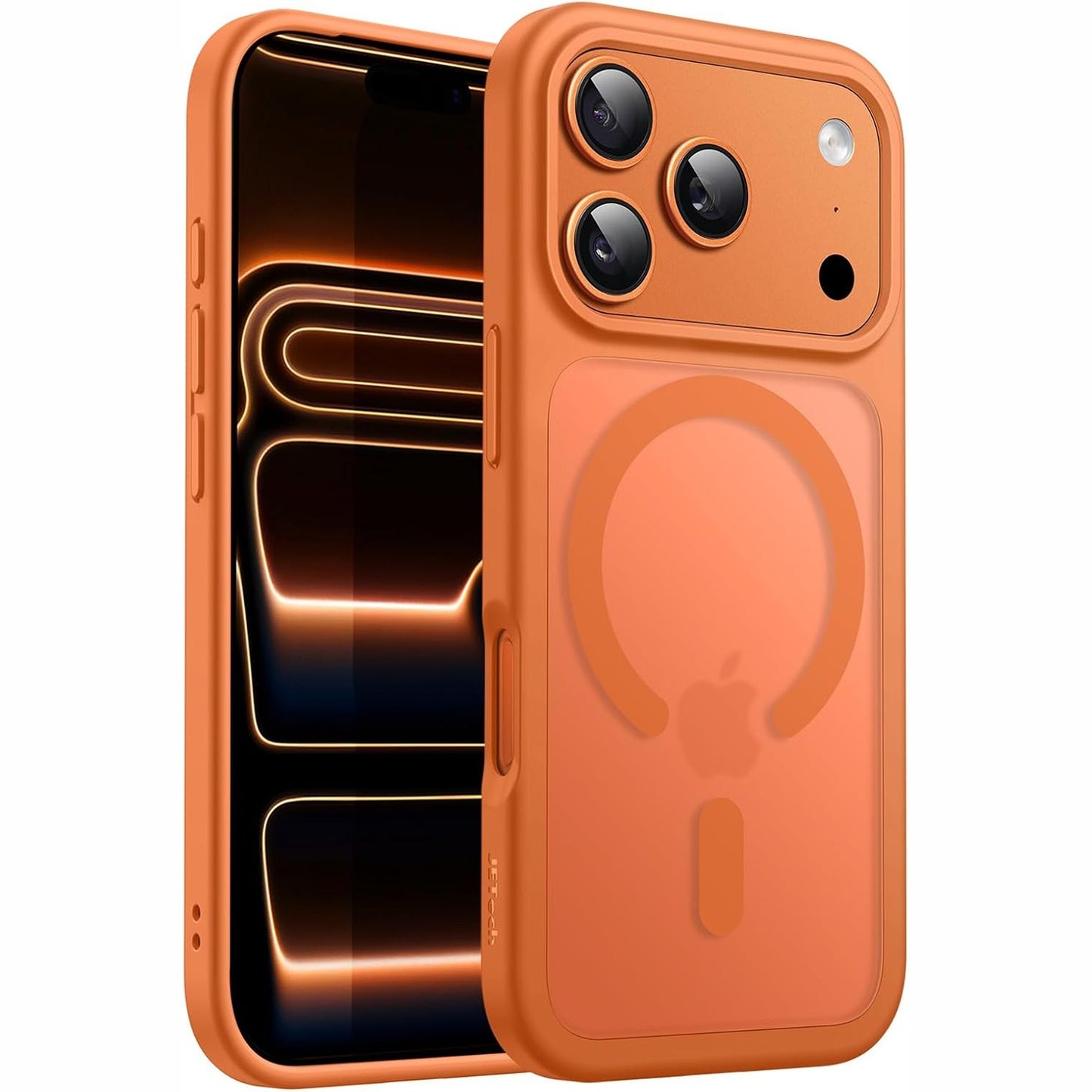267062 - JETech - Mbështjellëse magnetike për iPhone 17 Pro 6.3 inç, e pajtueshme me MagSafe, mbrojtëse e hollë minimaliste mat, transparente dhe rezistente ndaj goditjeve (portokalli)
