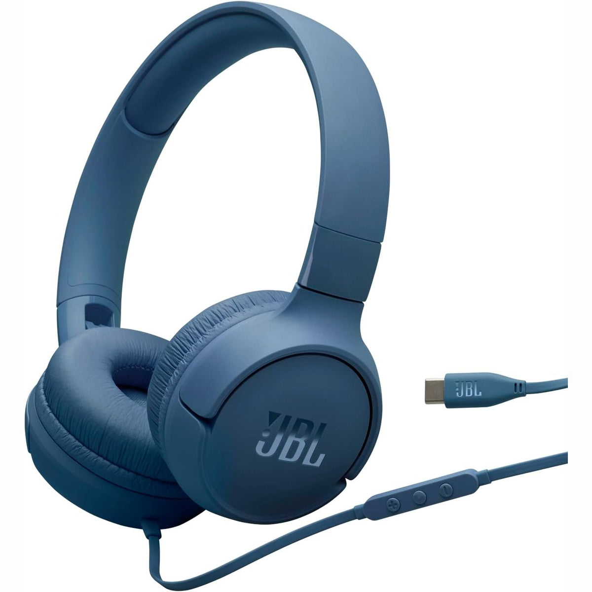 299526 - JBL Tune 520C, kufje me tel në vesh me mikrofon, Tingull i Pastër Basi, parazgjedhje EQ, lidhje USB-C, dizajn i palosshëm dhe kabllo që nuk ngatërrohet, blu
