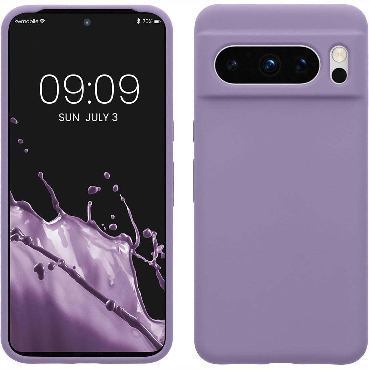 296458 - KWMOBILE Mbrojtëse e përputhshme me Google Pixel 8 Pro - Mbrojtëse Telefoni prej Silikoni të Butë TPU - Vjollcë e Çelët