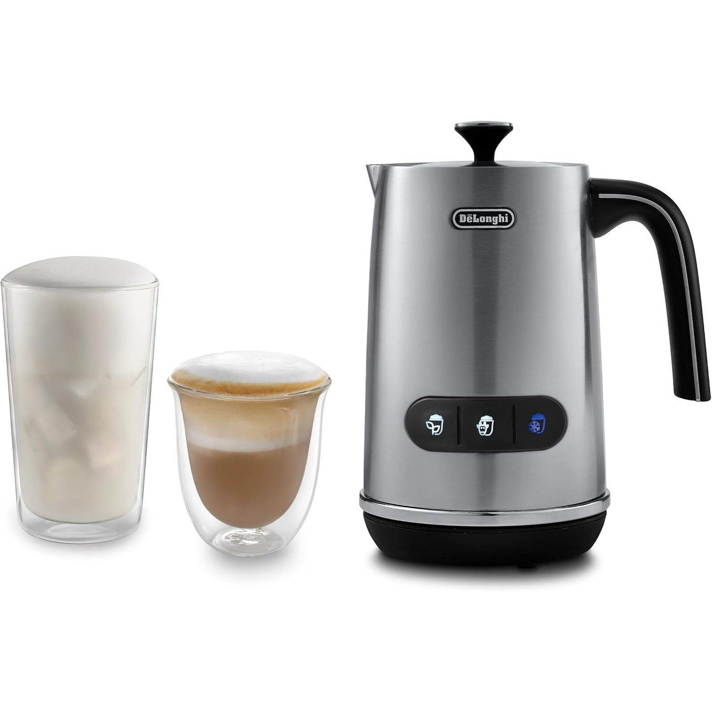 277367 - DE'LONGHI LatteMix EMF3.M Shkumëzues Elektrik Qumështi, Kapacitet 250 ml, për Qumësht të Nxehtë dhe të Ftohtë, Pastrim i Lehtë, Kapak Transparent, 3 Butona, i Bardhë
