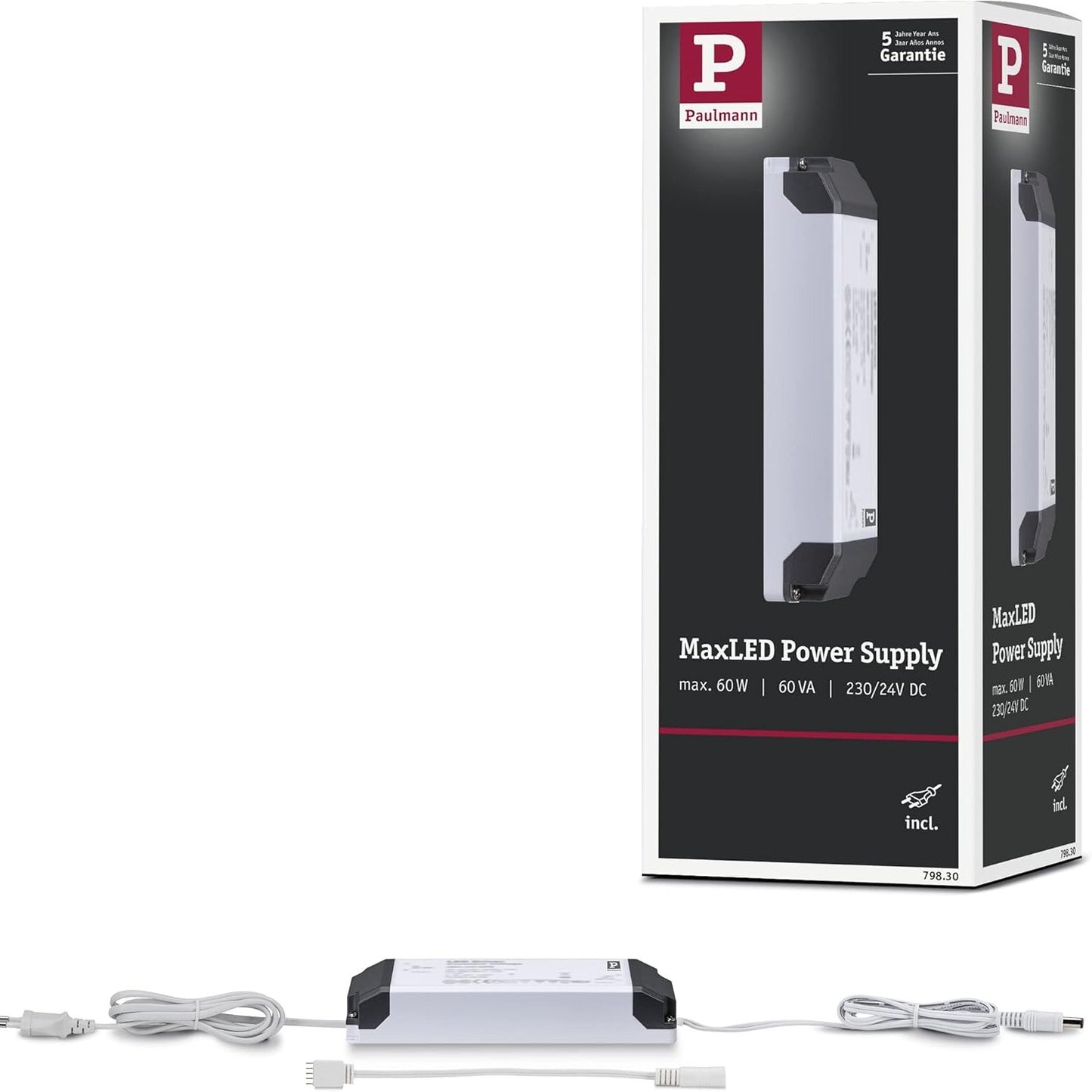 239764 - PAULMANN Furnizim me energji për shirita LED 79830 MaxLED, maks. 60 vat, plastik, transformator 79830