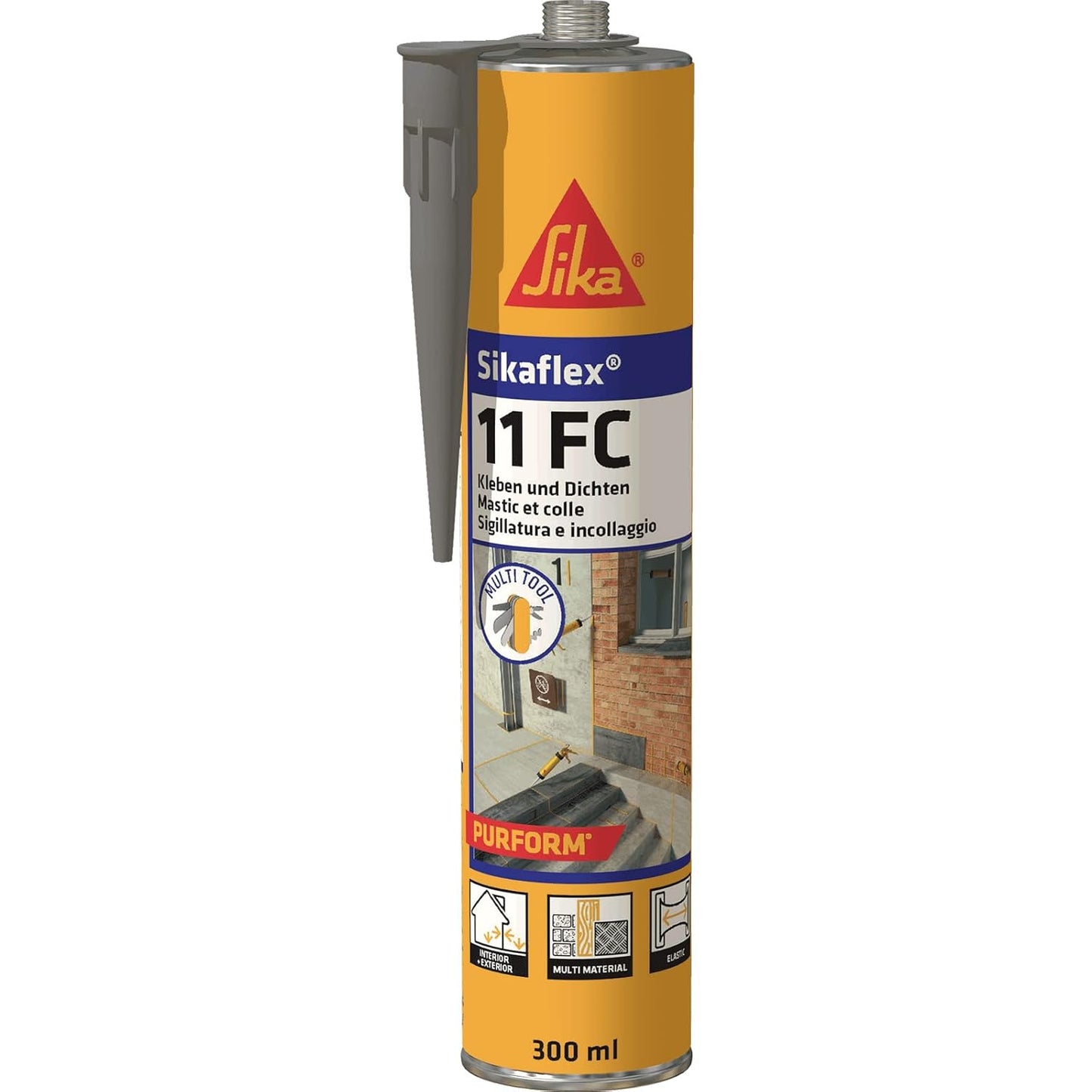 164083 - SIKA - Ngjitës Elastik dhe Sealant Sikaflex-11 FC Purform nga Çimento i Gri - Pa Tretës, Emetim të Ulët, Përshtatshëm për Materiale Ndërtimi, Kapacitet 300 ml