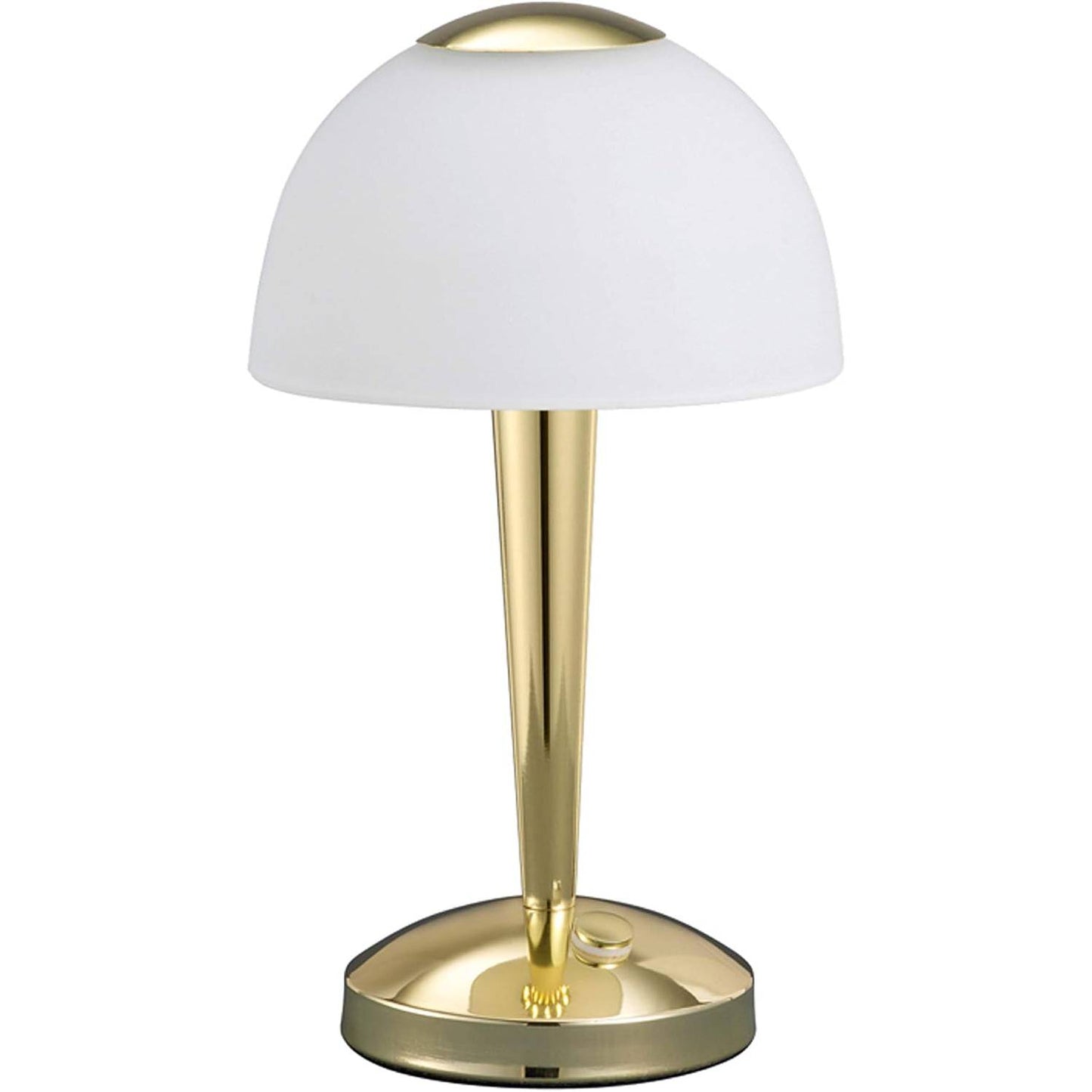 221376 - TRIO Llambë Tavoline Ventura përfshirë 1 x LED, SMD, 5.0 Vat, 3000K, 400 Lm, Xham i ngrirë, i bardhë, Trupi: metal, Tunxh i lëmuar Ø:15.5cm, L:28.0cm, IP20, çelës me prekje me 4 nivele.
