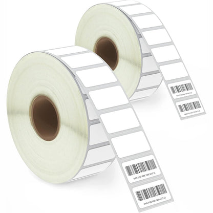 269107 - BETCKEY Etiketa termike të vogla të shpuara 25 mm x 13 mm (1 in x 0.5 in) të pajtueshme me printerët Zebra dhe printerët e tjerë [2 rrotulla/etiketa 4860]
