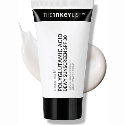 298703 - INKEY LIST Kremi mbrojtës nga dielli Dewy me acid poliglutamik SPF 30, 50 ml, jo i yndyrshëm, miqësor ndaj veganëve
