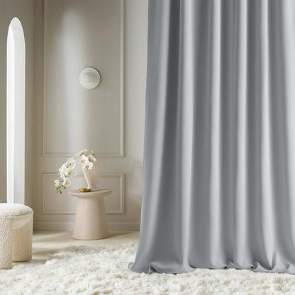 247430 - ROOM99 Perde Aura 140 x 250 cm, Gri e çelët, 1 copë, Perde moderne për Dhomë ndenjeje dhe Dhomën e Gjumit