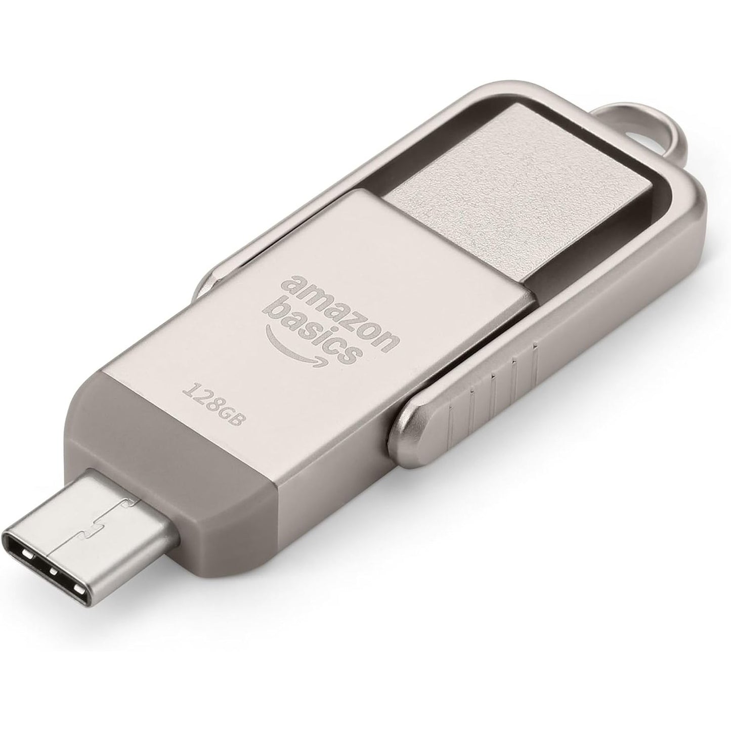 266922 - AMAZON BASICS Njësi flash USB, 128 GB, USB-C dhe USB-A, ngjyrë shampanje argjendi