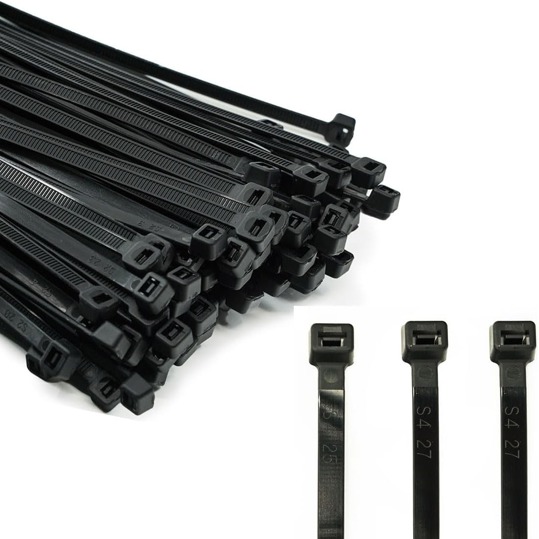 335644 - ERKO Lidhëse kabllosh, të zeza, 200 x 4.8 mm, set prej 100 copësh