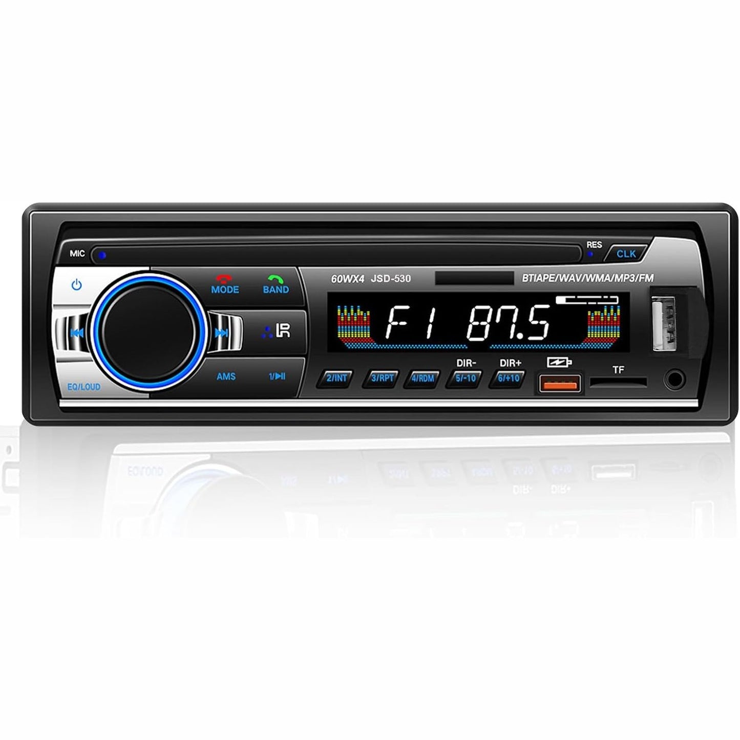 266699 - RADIO Radio makine Bluetooth 5.0, 4 radio makine FM 1 Din me funksion pa duar, zë stereo me orë/telekomandë/ekran të dyfishtë USB/LCD, mbështet 2 porta USB/AUX/SD/TF/EQ/DSP