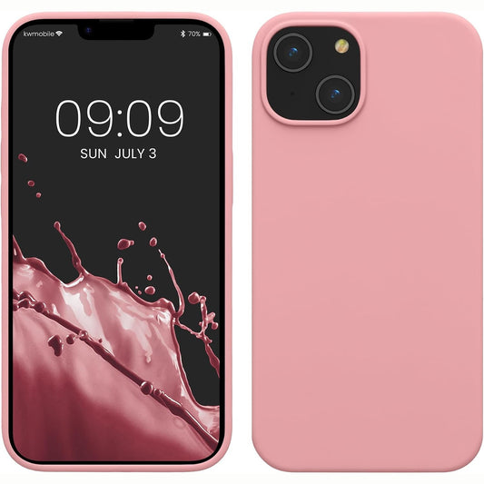 274663 - kwmobile Mbrojtëse e përputhshme me Apple iPhone 14, Mbrojtëse e hollë telefoni - Rozë e zbehtë